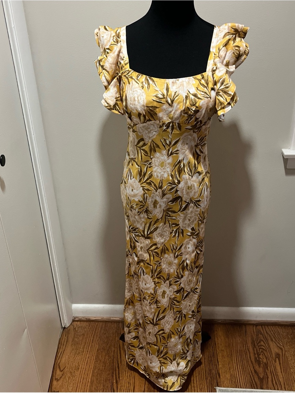 NWT! Madewell Floral Print Maxi Women's Yellow Angelina Dress size 00
